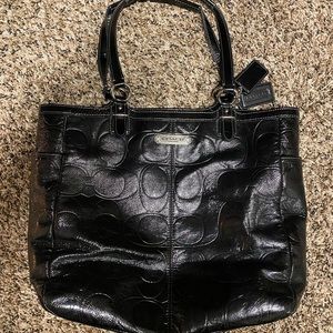 Unique find!  Black patent leather Coach handbag.